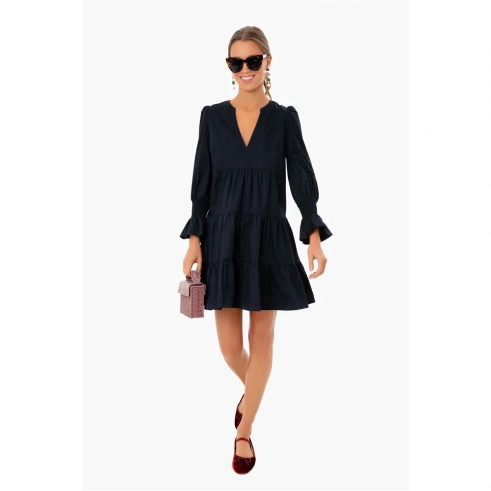 Tuckernuck Pomander Place Navy Cotton Poplin Kenzo Mini Dress Small NWOT - Picture 2 of 12